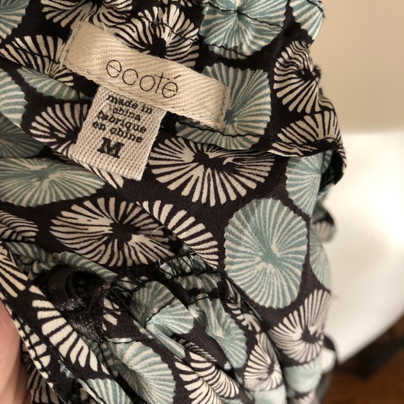 Ecote multicolor black aqua v-neck silk button front dress with spaghetti straps - Picture 5 of 8